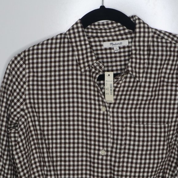 NWT Madewell Flannel Tie-Front Shirt in Gingham - Picture 4 of 9